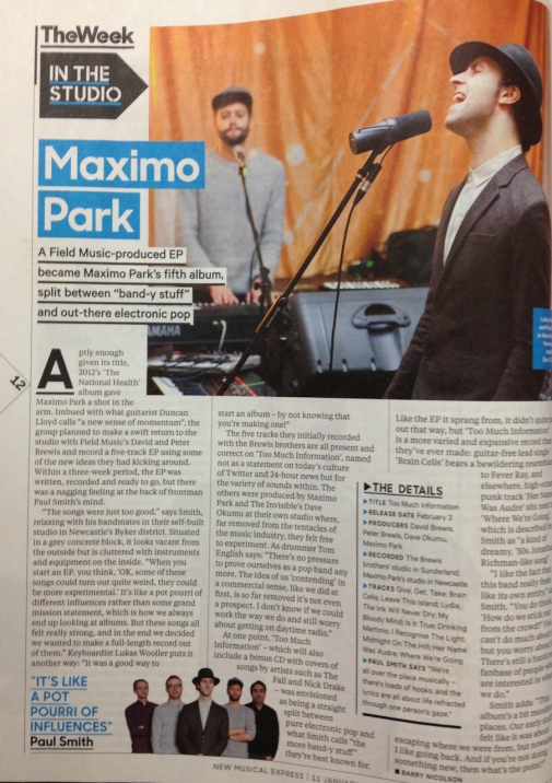 My Maximo Pictures in the NME from January 2014
